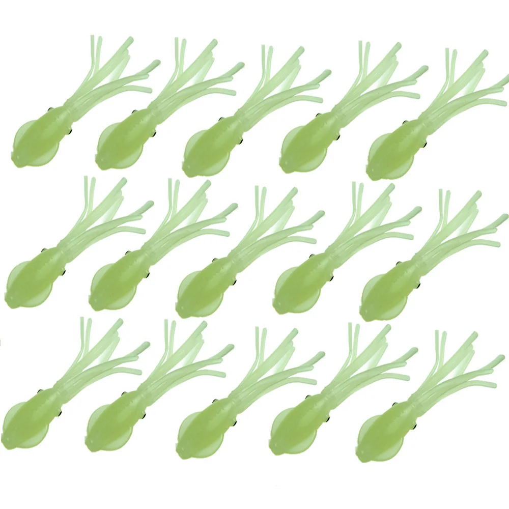 15 Uds. Señuelo de pesca de pulpo luminoso 75mm 4g brillo realista falda de calamar cebo cebos de goma Artificial suave Señuelos de pesca de agua salada - imagen 5