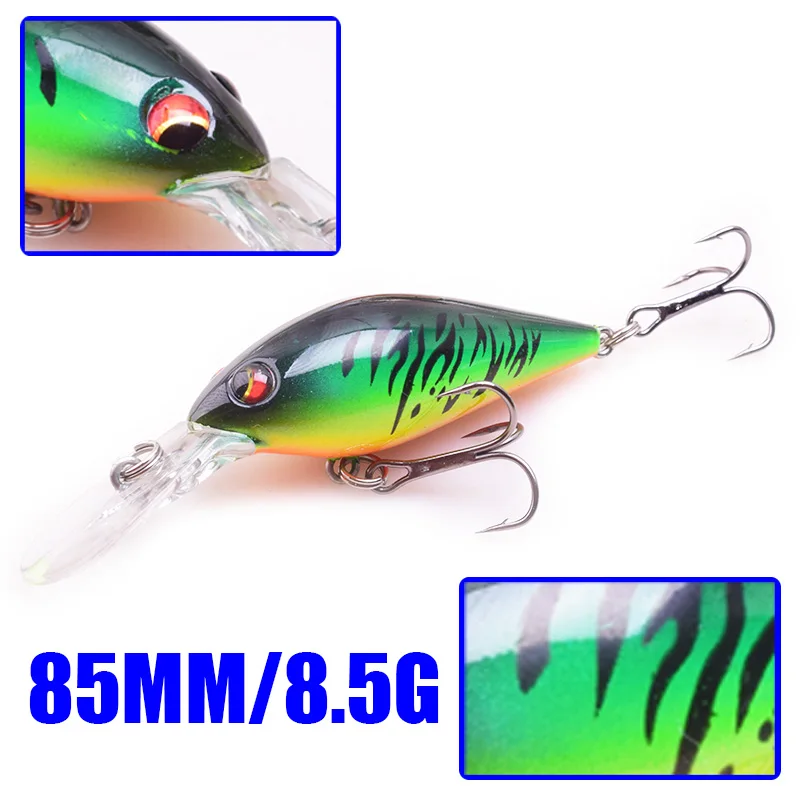 Crankbait-señuelo duro Artificial, Wobblers, 85mm, 8,5g, 6 colores diferentes, señuelos para pececillos, manivelas para Pesca de lubina, 1 ud. - imagen 2
