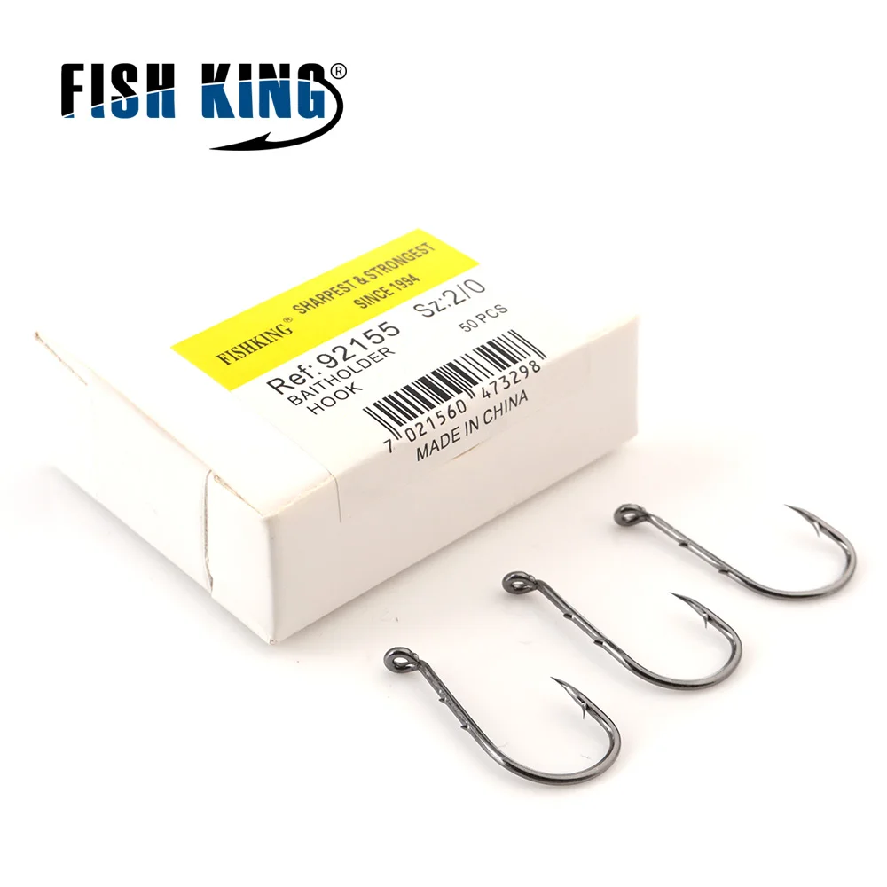 FISH KING-anzuelo de pesca de acero con alto contenido de carbono, 50 piezas, 92155, 3/0 #-1/0 #1 #-7 #, cebo afilado, señuelo de púas, aparejos de pesca - imagen 2