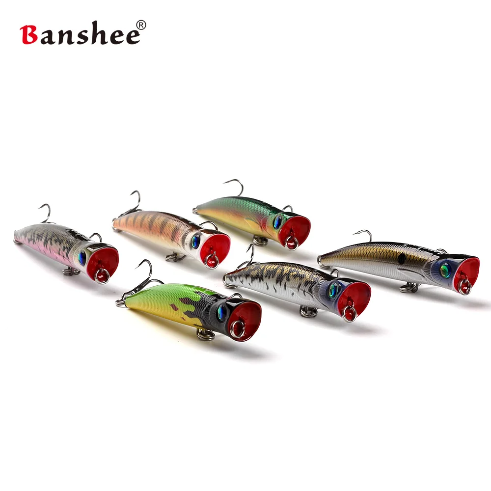 Banshee-señuelo de pesca duro Artificial Wobbler, 80mm, 8g, VP02, sonido, 6 colores, agua dulce, lubina, Popper, 6 unids/lote - imagen 3