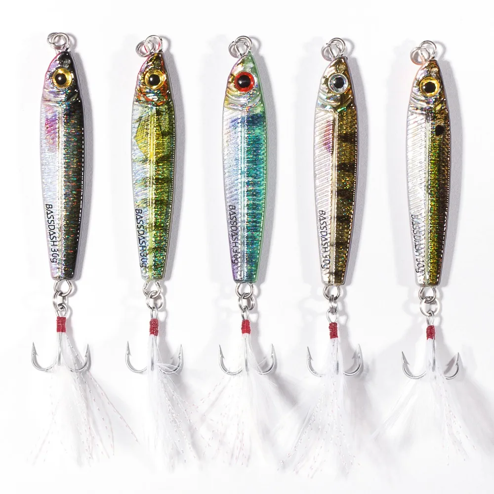 Bassdash señuelos de plantilla GUNGNIR Shadow con anzuelos VMC, 20/30/40/60 gramos, para pesca en agua dulce y salada, paquete de 5 - imagen 5