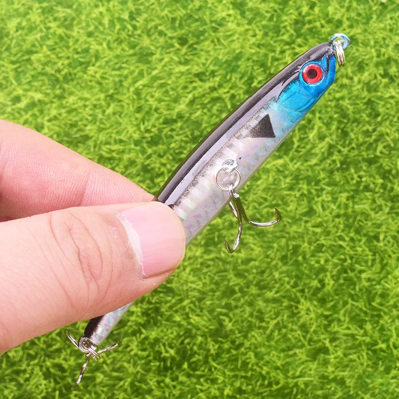 Cebo Wobbler flotante de 90mm y 8g, señuelo de pesca con lápiz Topwater, superficie doblada, aparejos de pesca teñidos, cebos duros artificiales japoneses, 1 Uds.