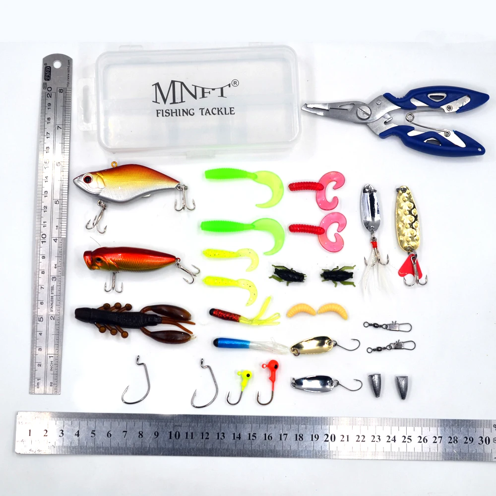 MNFT 29 unids/lote anzuelos con cabeza de plomo aparejos de simulación juego de Señuelos de Pesca gusano mixto Minnow Piler Kit de Señuelos blandos equipo de pesca - imagen 2