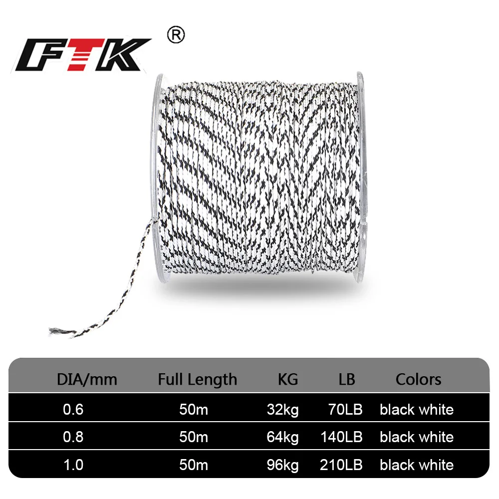 FTK 50m 12 hebras Pe trenzado hilo de lanza 70LB 140LB 210LB hilo de pescar multifilamento accesorios de agua salada - imagen 4