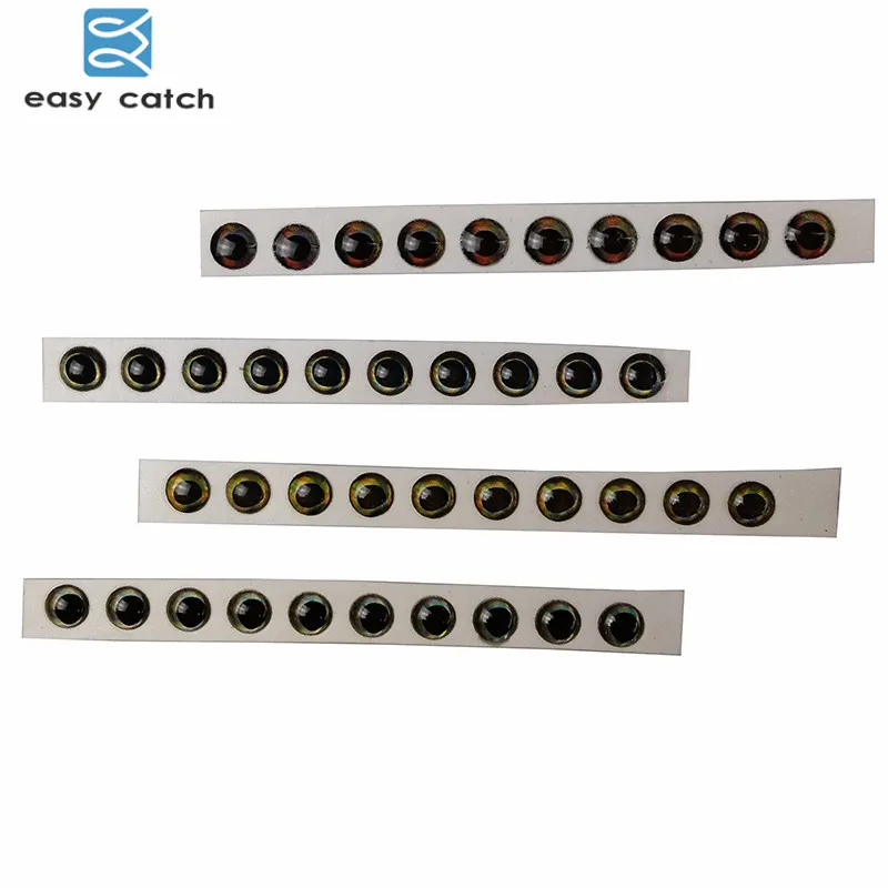 Easy Catch-señuelo de pesca 3D, Ojos de 3mm/4mm/5mm/6mm, Material de atado de moscas, ojo holográfico, accesorios de pesca DIY, pegatina, 40 unids/set/Set - imagen 3