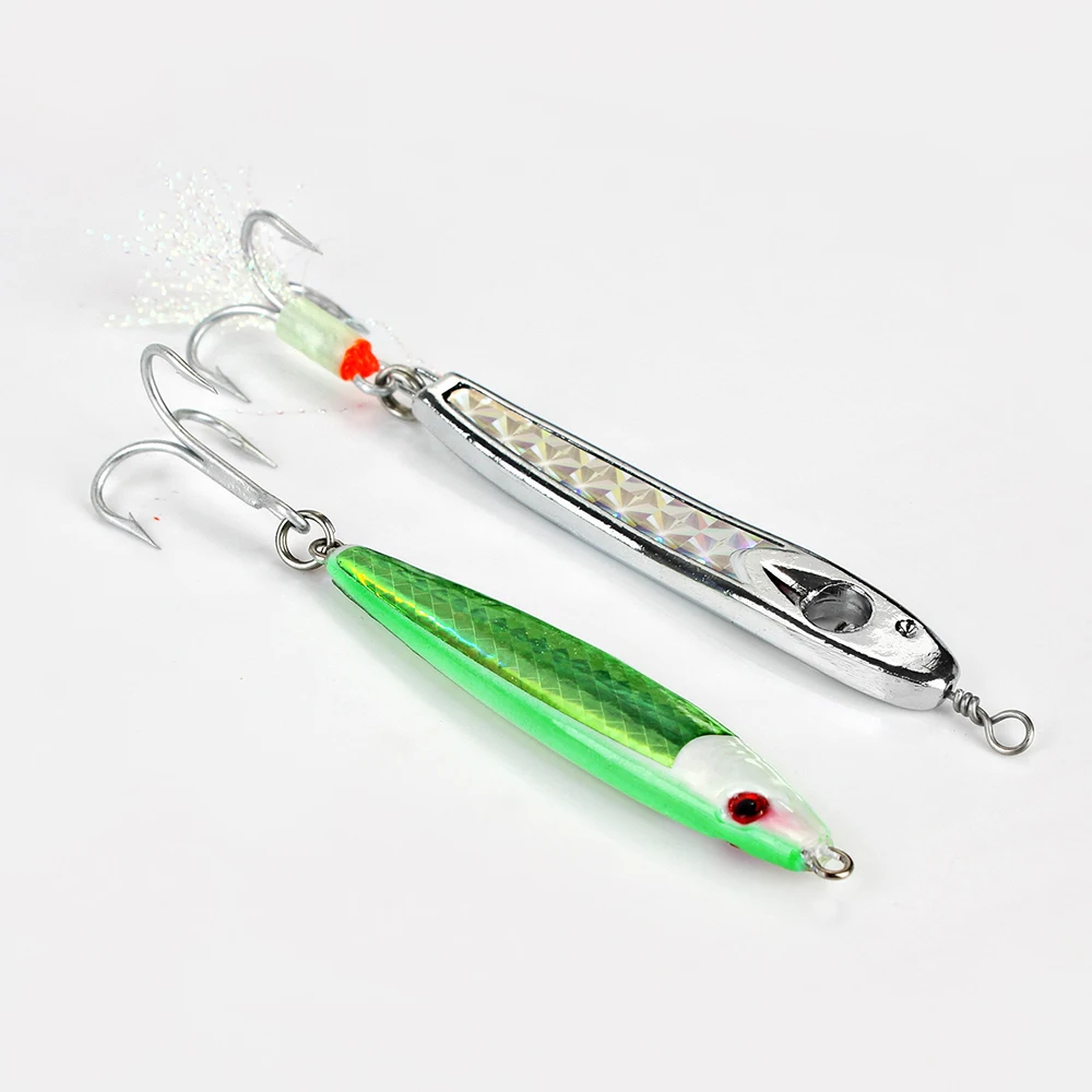 FISH KING-señuelo de plantilla de Metal con anzuelo de acero inoxidable, cebo Artificial duro con ojo 3D, aparejos de Pesca de mar, 40G - imagen 2