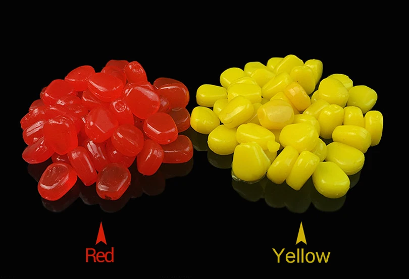 MNFT 50 Uds. Señuelo de pesca de maíz grueso para carpa, señuelo de pesca suave, cebos blandos artificiales de maíz rojo y amarillo - imagen 3