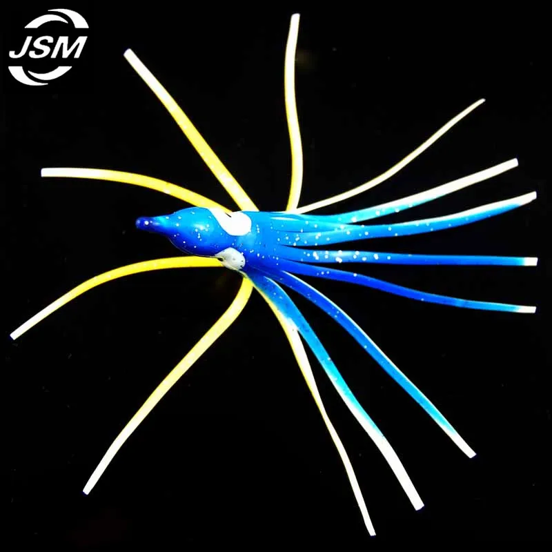JSM-SEÑUELOS DE pesca de pulpo suave para Jigs, falda de curricán de colores mezclados, señuelos artificiales suaves para pesca, 12cm, 100 unidades por lote - imagen 3