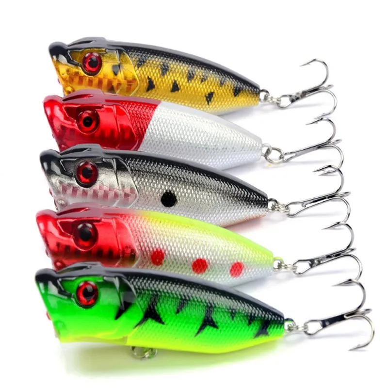 Señuelo de Pesca clásico Popper, 70mm, 11,8g, ojos 3D, duro Crankbait, lubina, Wobblers con 6 ganchos #, aparejos de Pesca Iscas, 1 unidad
