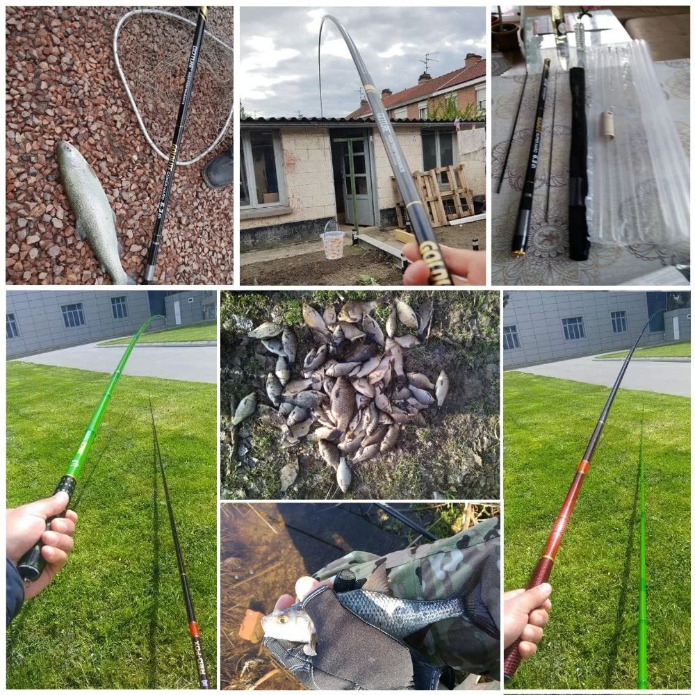 Goture-alimentador De carpa, caña De pescar telescópica De fibra De carbono, De mano, 3,6-7,2 m, aparejos - imagen 2