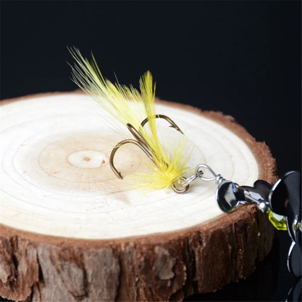 1 Uds. Spinner giratorio lentejuelas señuelo de pesca 10g/7cm señuelo Wobbler con aparejos de pesca de plumas para Lucio perca de trucha - imagen 4