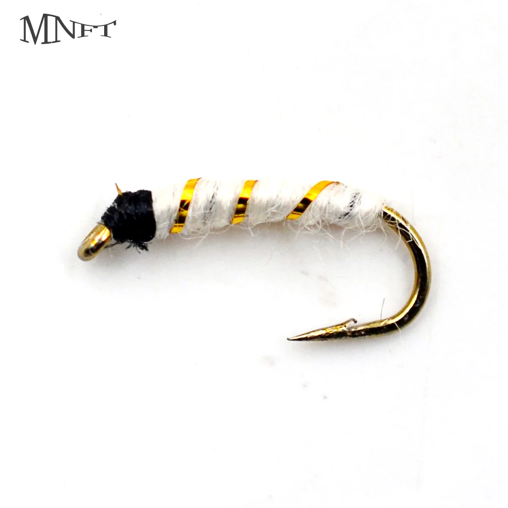 MNFT Pupa Ninfa Midge Cebra Blanca – Mosca húmeda para trucha - imagen 3