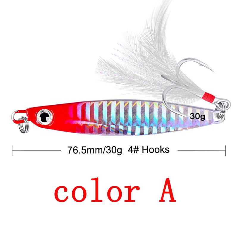 Señuelo de pesca de Metal, cuchara giratoria de lentejuelas con pluma, cebo duro para mar, lago, herramienta Wobblers 30, 10g, 21g, 30g, 1 unidad - imagen 3