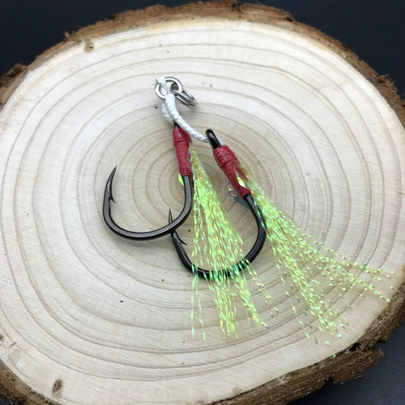 Mustad-anzuelos de Pesca con púas, anzuelos dobles atados de hierro, plantilla de agua salada, anzuelos brillantes, mar, Océano, Playa - imagen 3