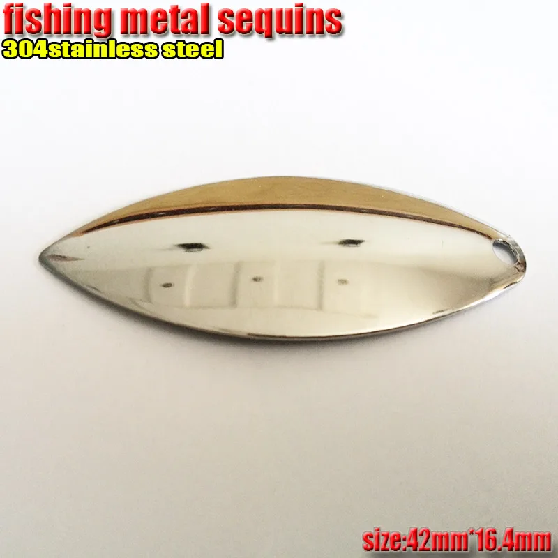 Fishing metal lentejuelas sauce hoja cuchara longitud 42mm * ancho 16,4mm cantidad 10 unids/lote cromado - imagen 4
