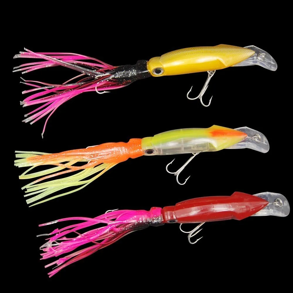 Easy Catch-señuelos de pulpo grandes de plástico duro, cebo de pesca de 3 colores con anzuelo triple, 25CM, 3 unids/set por juego - imagen 2