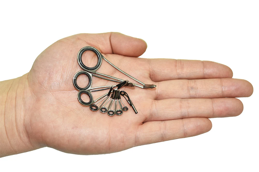 9 uds/Kit guías de caña de pescar de trucha de roca peso ultraligero patas altas anillo guía de acero inoxidable varilla DIY reparación reinstalar re-montaje