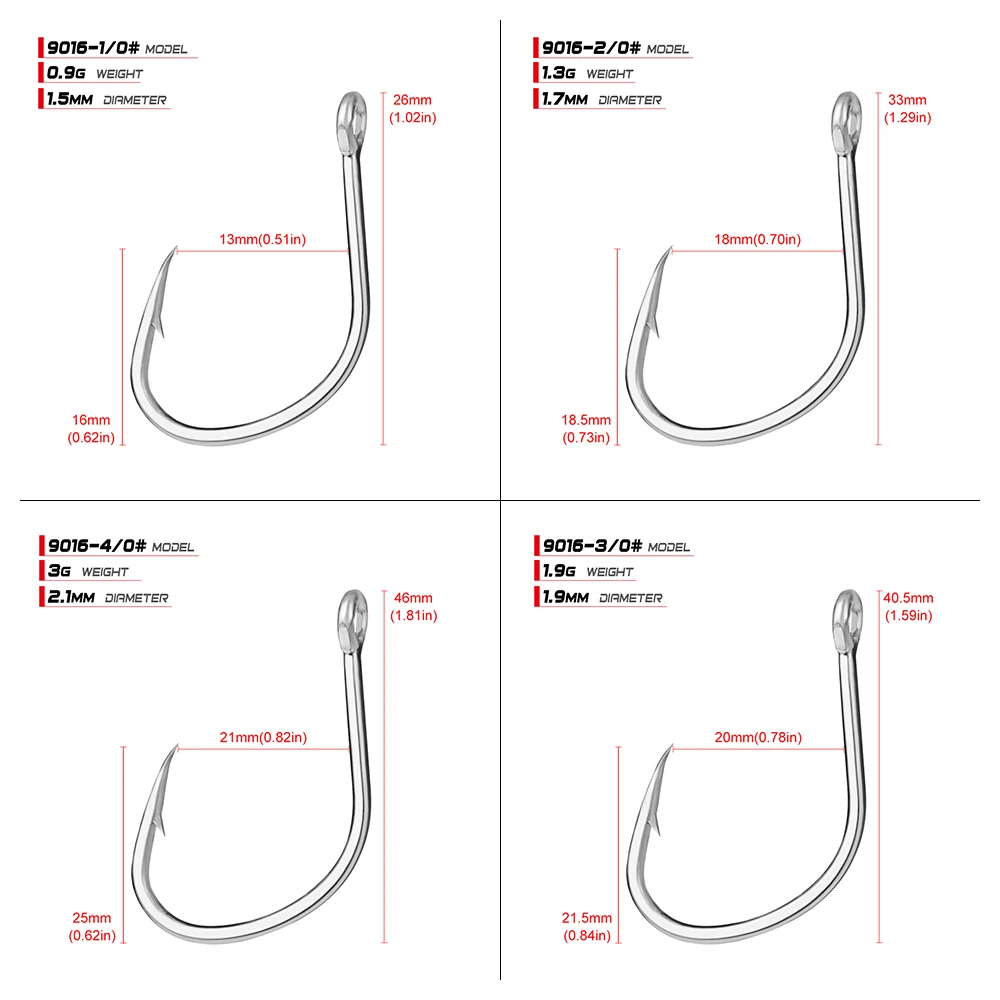 PROBEROS Anzuelo de pesca de agua salada anzuelos individuales de estaño mate 1/0 # -2/0 # -3/0 # -4/0 # -5/0 # Anzuelo de acero con alto contenido de carbono Anzuelos de alta resistencia - imagen 5