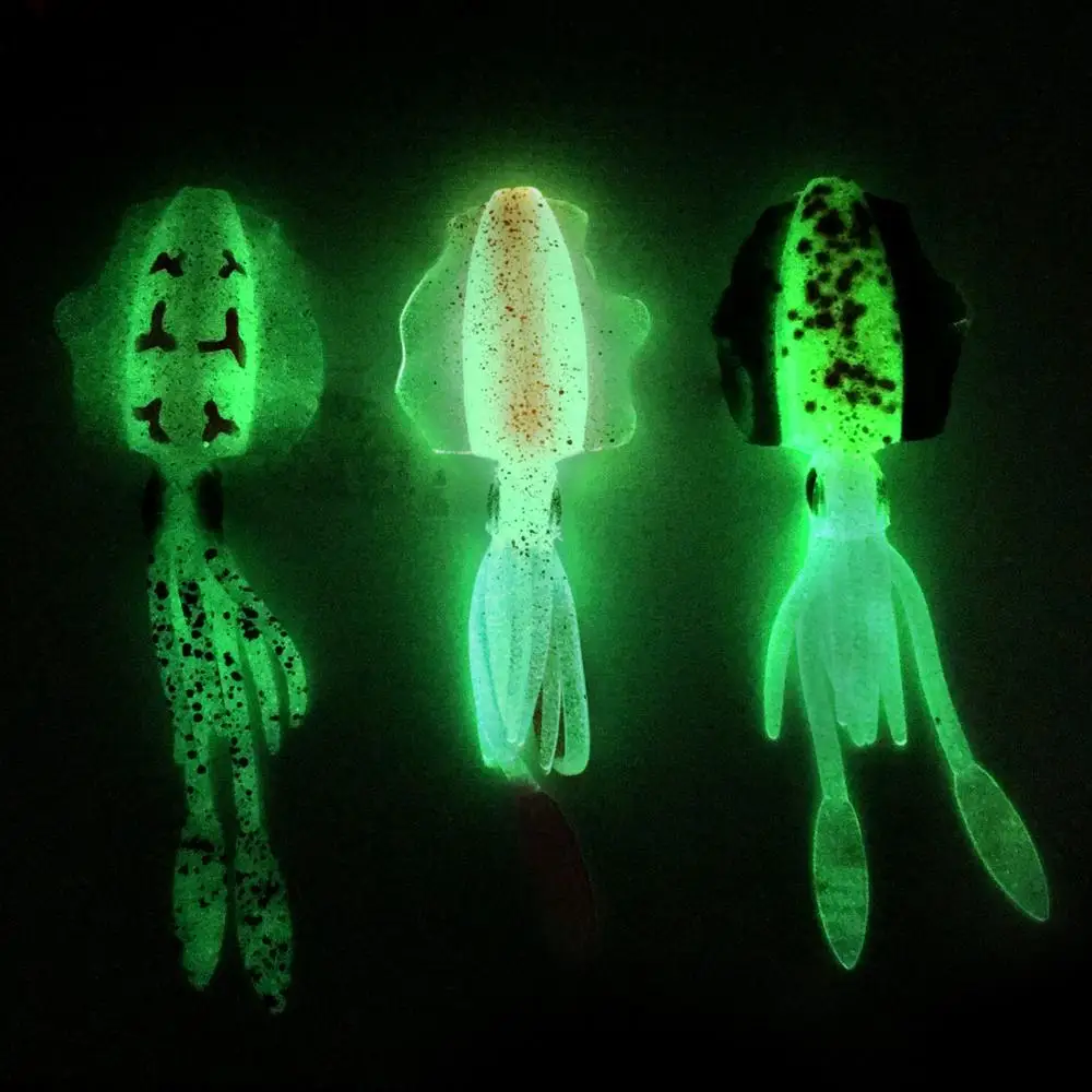 THKFISH-cebo suave de calamar luminoso, 20g, ojos 3D, pesca en agua salada, señuelo de pulpo con hoja de 9g, anzuelo de agua salada - imagen 3