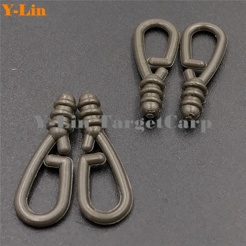 10 unidades de soporte de conector de cambio rápido para pesca de carpa, tornillo de guía de línea verde del ejército, Terminal de plomo, accesorios de aparejos