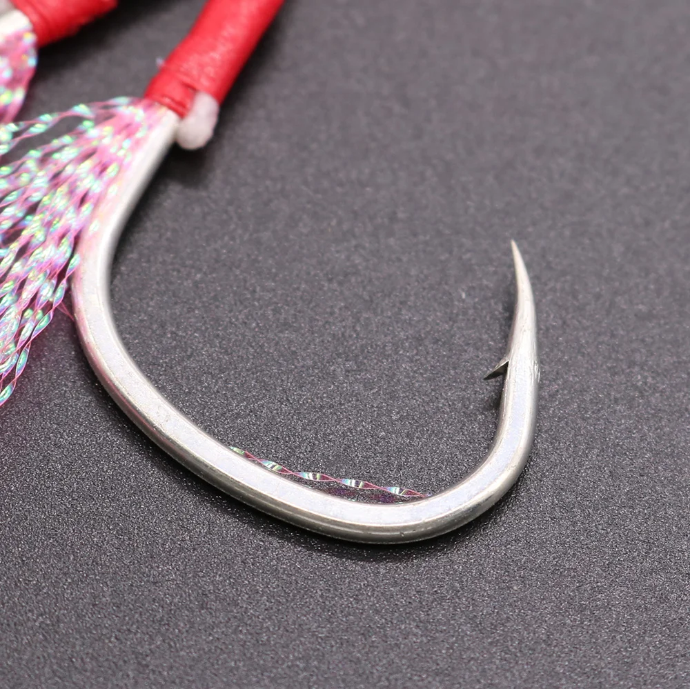 CASTFUN Anzuelos de asistencia slow jig – Acero carbono con plumas - imagen 4