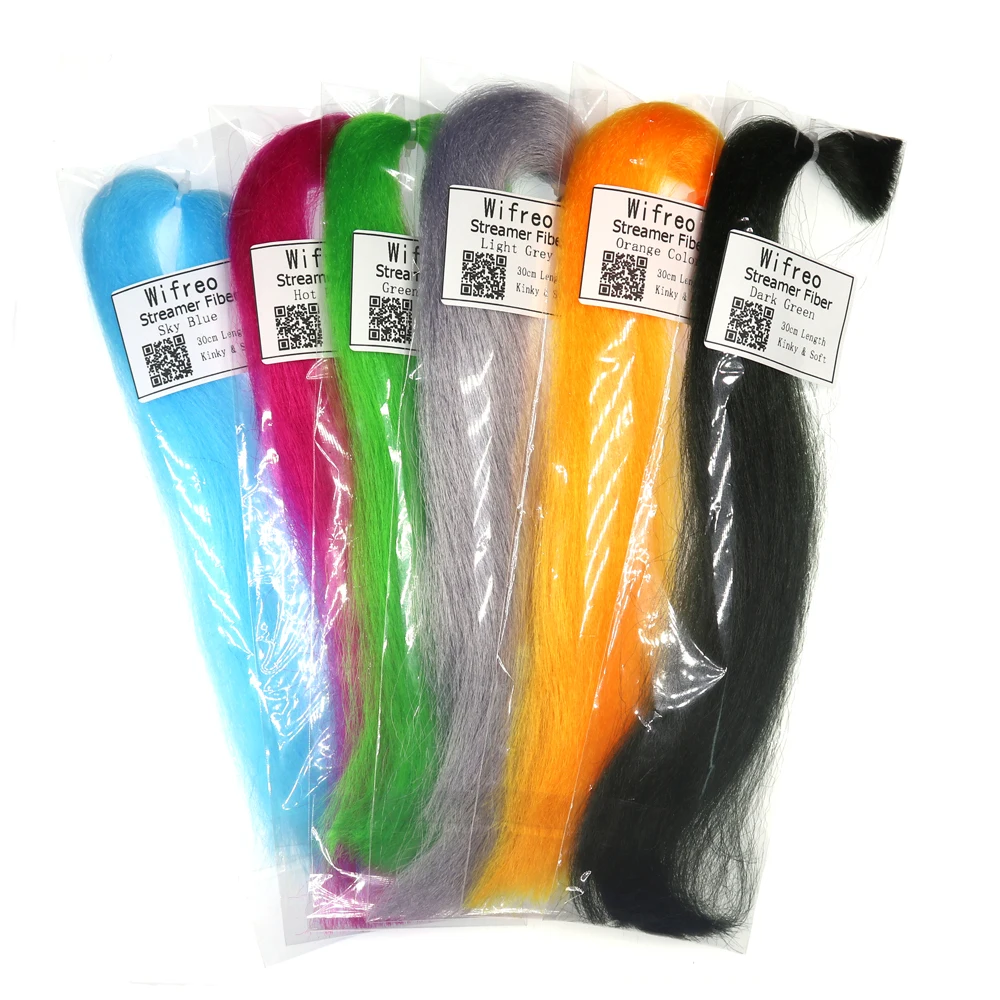 Wifreo, 1 paquete, 30CM, serpentina de fibra de pececillo rizado prensado, fibras de mosca, Material de atado de cabeza de plantilla para pesca con mosca, señuelo de lubina - imagen 5