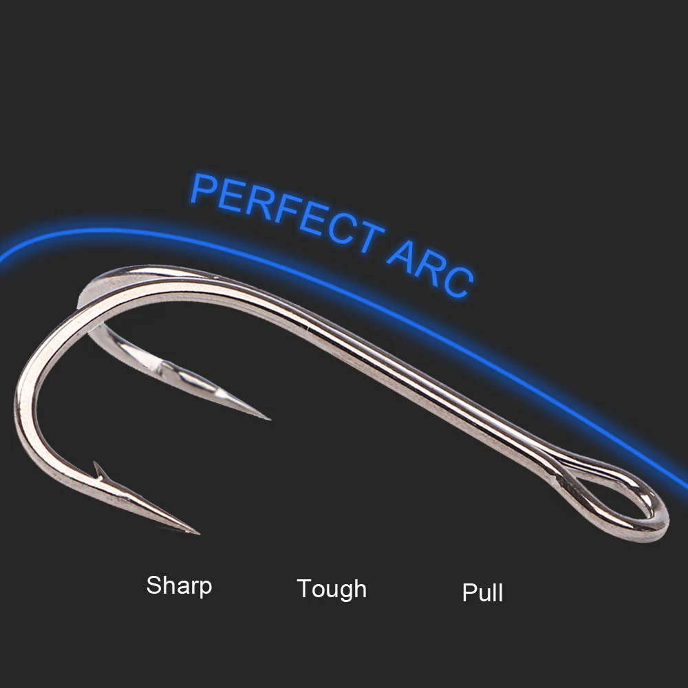 Anzuelos de pesca de doble gancho, aparejos de pesca de acero de alto carbono, 10-20 piezas, 3/0 #-2/0 #, 10 piezas, 1/0 #, 15 piezas, 4-6 # - imagen 3