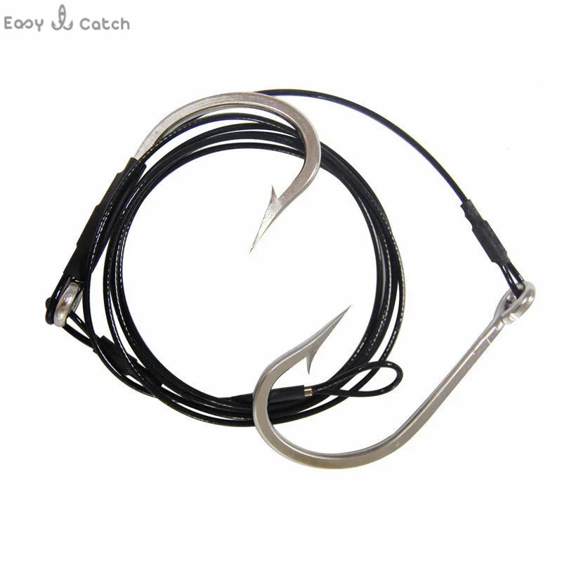 Anzuelos de pesca de tiburón de acero inoxidable, aparejos de alambre de 400LB, aparejo de anzuelo de tiburón para Señuelos de pesca, tamaño 10/0 12/0 - imagen 5