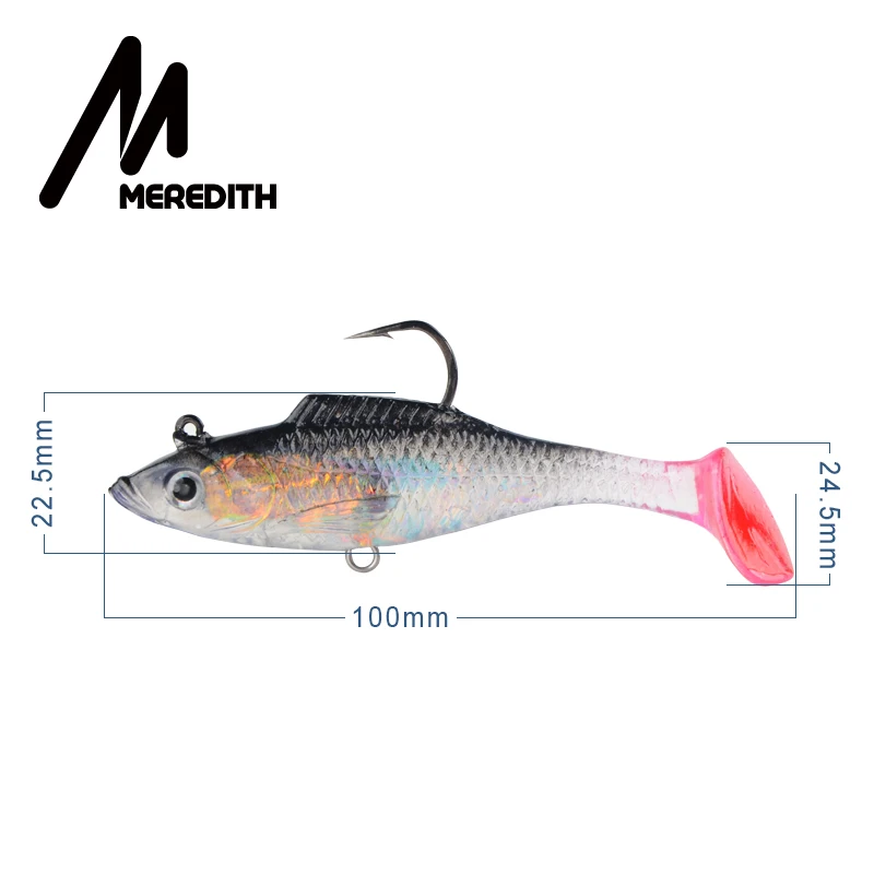 MEREDITH-Señuelos de Pesca de cola en T, 100mm, pez pequeño DD, 3 piezas, 17,2g, Señuelos de Pesca blandos, gancho único, Wobblers artificiales, cebo - imagen 3