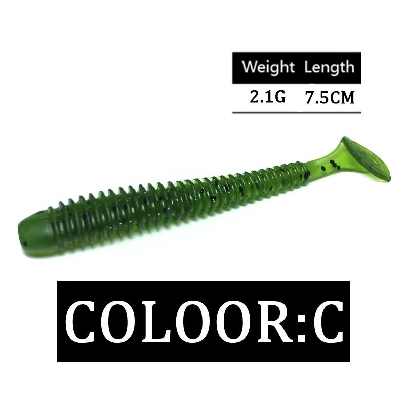 KMRESA-señuelo suave para pesca, anzuelos blandos de 7,5 cm/2,1g, 10 unids/lote, 10 colores - imagen 4