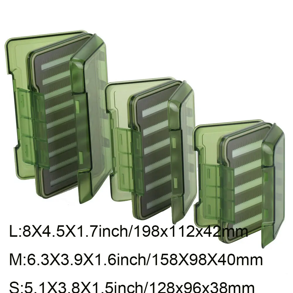 Aventik-caja de plástico impermeable para pesca con mosca, plástico ABS, doble cara, transparente, verde, 7,7x4,6x1,7 pulgadas (196x116x42mm) - imagen 2