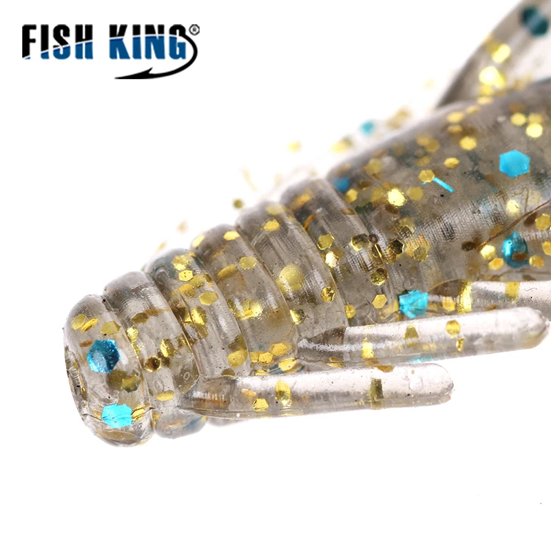 FISH KING 20 piezas Señuelos de pesca blandos 4CM sabor a camarón Crankbait gusanos cebo Artificial Wobbler aparejos de pesca