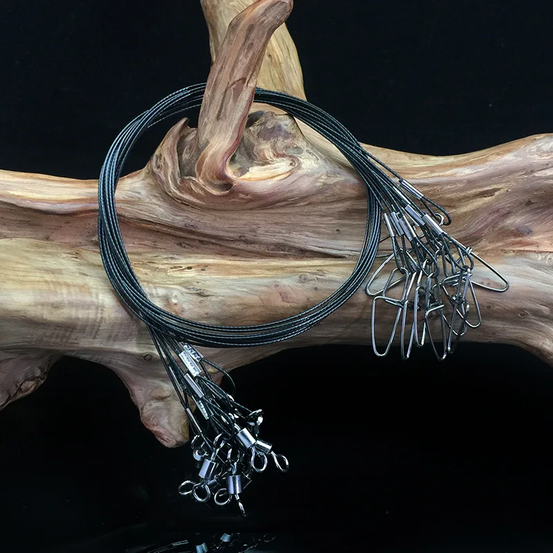 JACKFISH-cable de acero con conector giratorio, cuerda de pesca de 50CM, arrastre máximo de 67KG, 10 unidades por lote - imagen 3