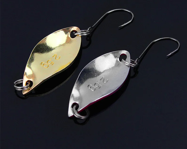 Señuelo de cuchara de pesca de doble Color, señuelos de Metal Artificial, cebo de un solo gancho de hierro, 3cm/2,5g, lote de 4 piezas - imagen 3
