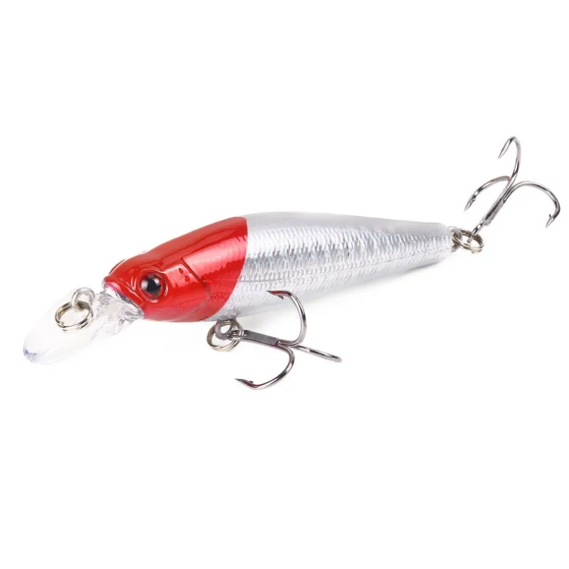 Señuelos de Pesca de piezas, pececillos artificiales de plástico duro, Crankbait, ojos 3D Isca, coloridos, Wobblers, lubina, pez falso, carpa, 9g/80mm