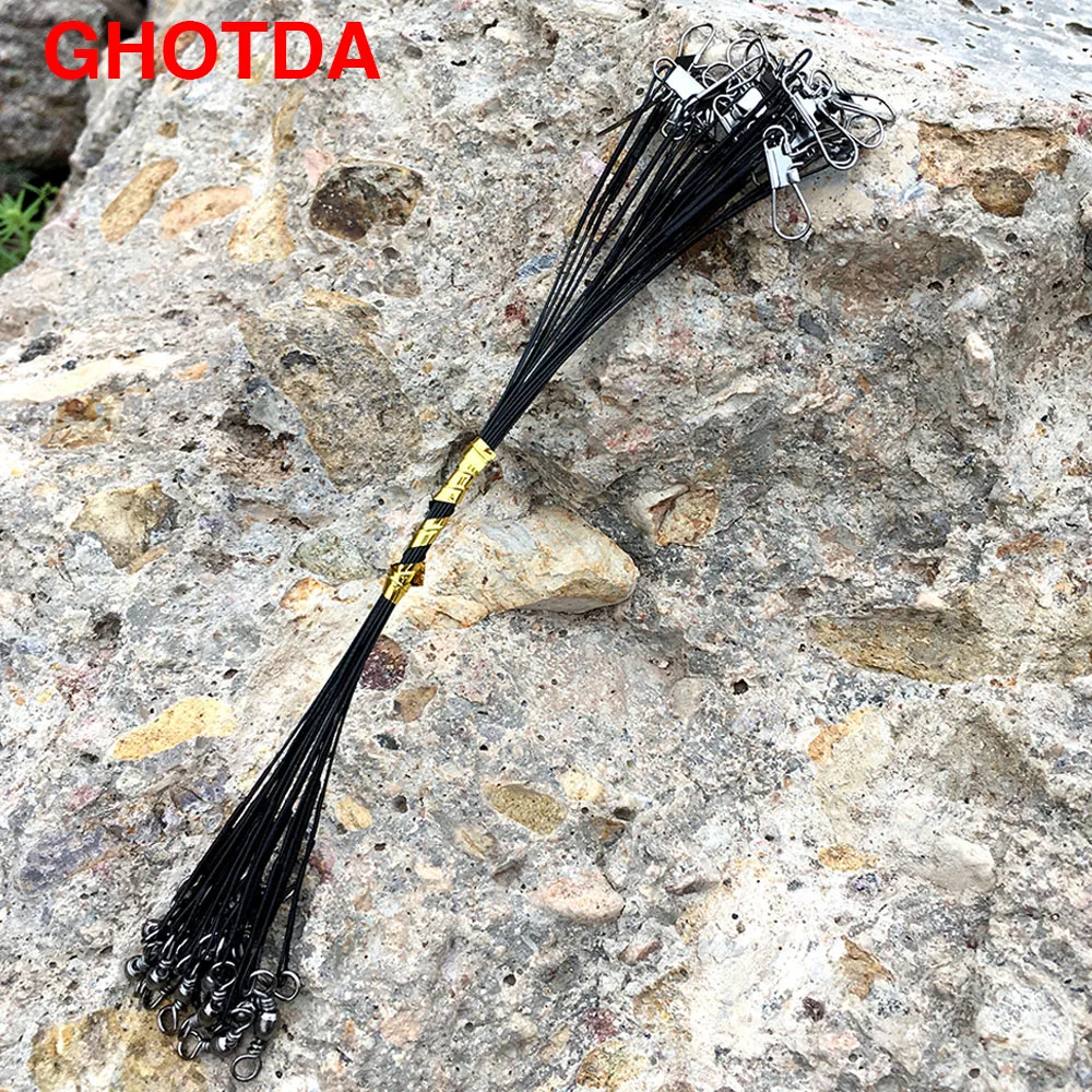 Hilo de pescar 20 piezas, 15CM, 20CM, 24CM, 30CM, líder de alambre de acero con enclavamiento giratorio - imagen 2