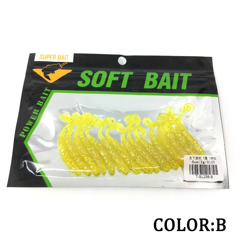 KMRESA-Cebo Artificial suave para Pesca, cebo de gusano japonés Shad, Swimbaits Jig Head, Pesca con mosca, peces de goma de silicona, 5cm/1g, 15 unidades - imagen 3