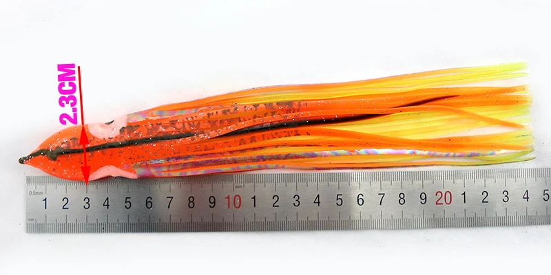 MNFT-señuelo de pulpo de 20-24cm, plantilla de calamar, señuelos blandos de pesca, falda de cebo biónico de calamar grande, aparejos de pesca de mar, Color de mezcla aleatorio, 2 unids/lote - imagen 5