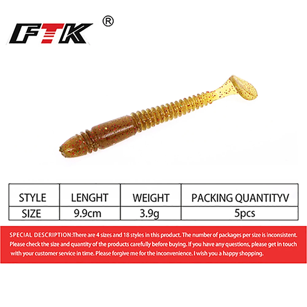 FTK Wobbler Swimbait Silicona Bass – Señuelo Gusano Pesca - imagen 4
