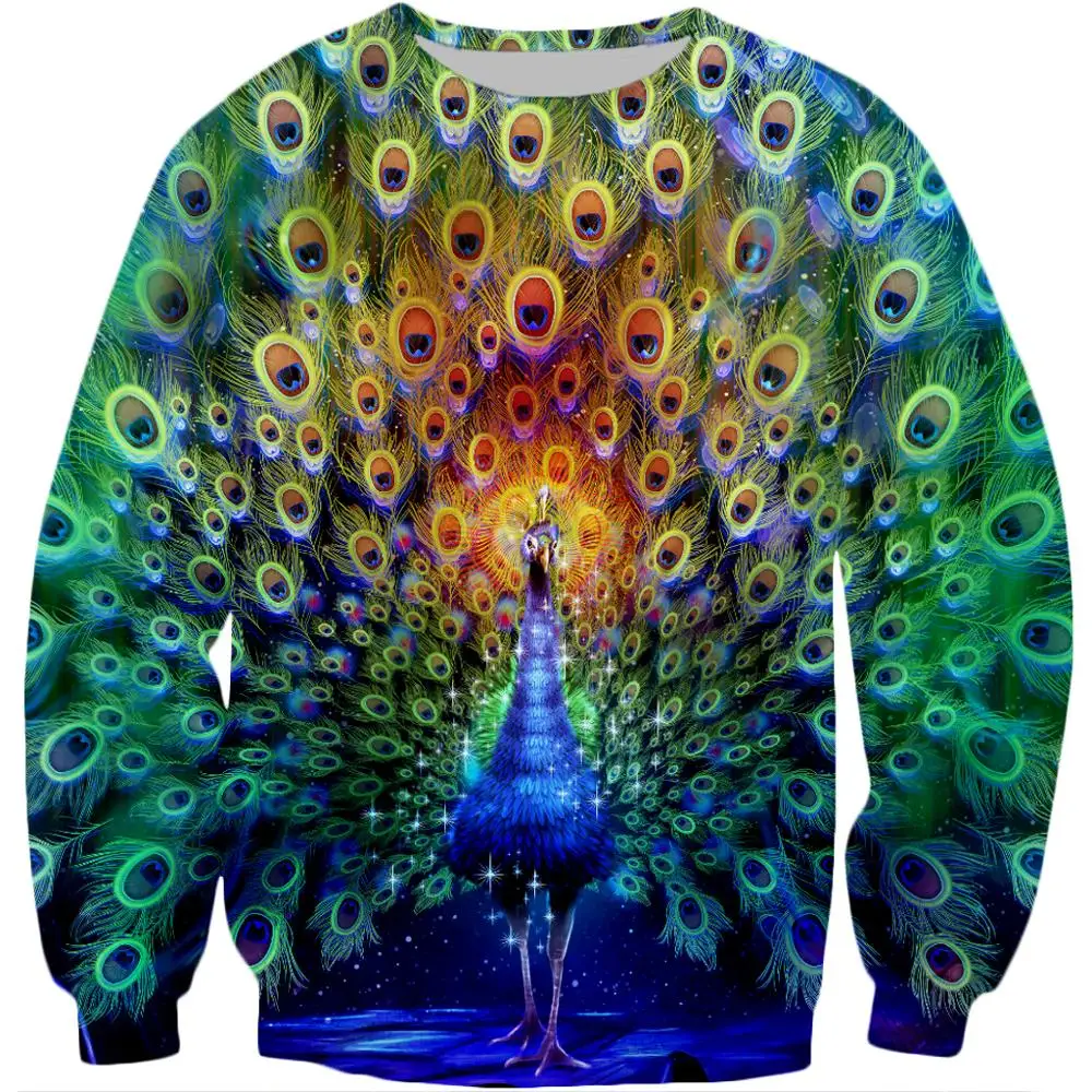 PLstar Cosmos moda hombres sudaderas con capucha animal pavo real 3D impreso Sudadera con capucha The Eternal Trance Unisex streetwear Sudadera con capucha KQ-004 - imagen 3