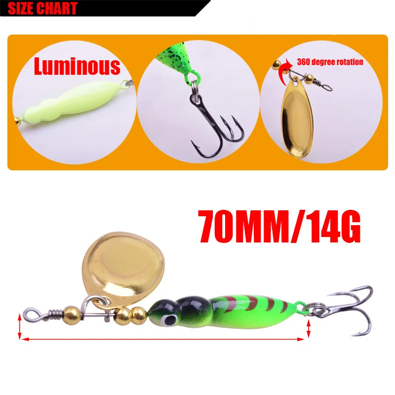 WDAIREN-SEÑUELOS DE pesca inteligentes artificiales Isca, anzuelo triple, Crankbait, Wobblers de pesca, cebo duro, cebo giratorio para lubina, 7cm, 14g - imagen 2
