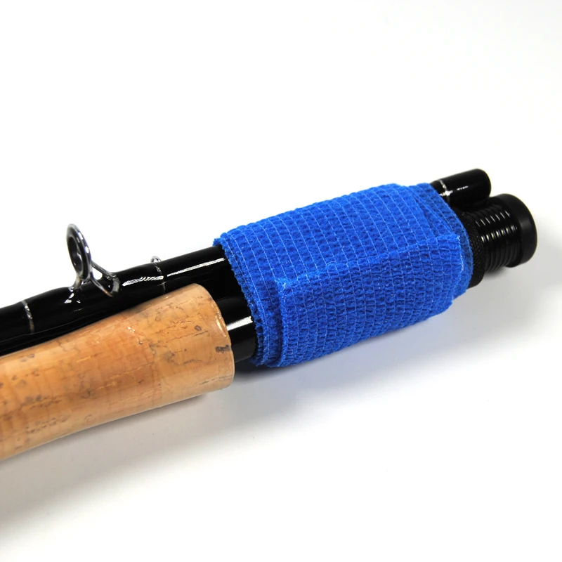 Banda de caña de pescar autoadhesiva, cinta de envoltura de mango de caña reutilizable, accesorio de caja de aparejos de pesca, Camuflaje negro, rojo y azul, 5cm X 2,2 m - imagen 3