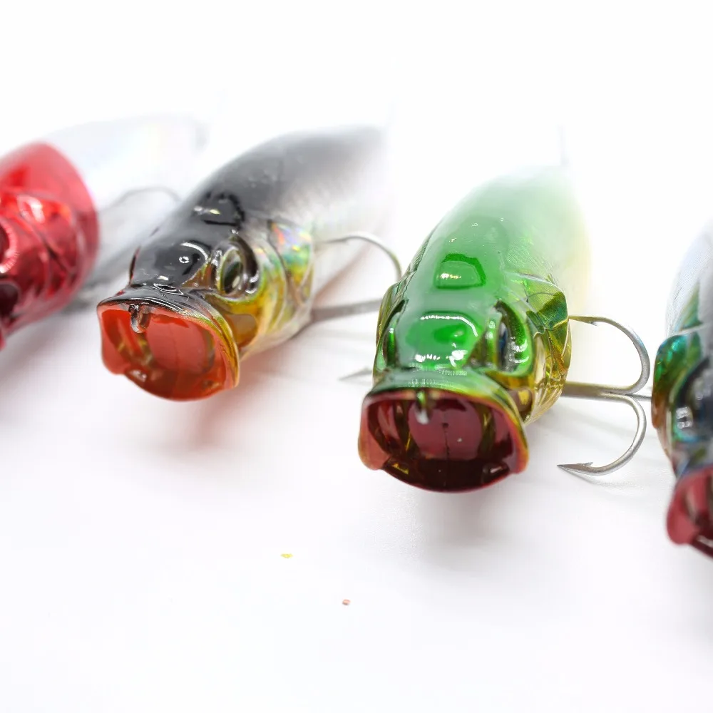 AOCLU-Cebo duro para pesca, Popper flotante, manivela Minnow, Swimmer Topwater señuelo, atractivo lubina, anzuelos VMC, 80mm, 15g - imagen 4