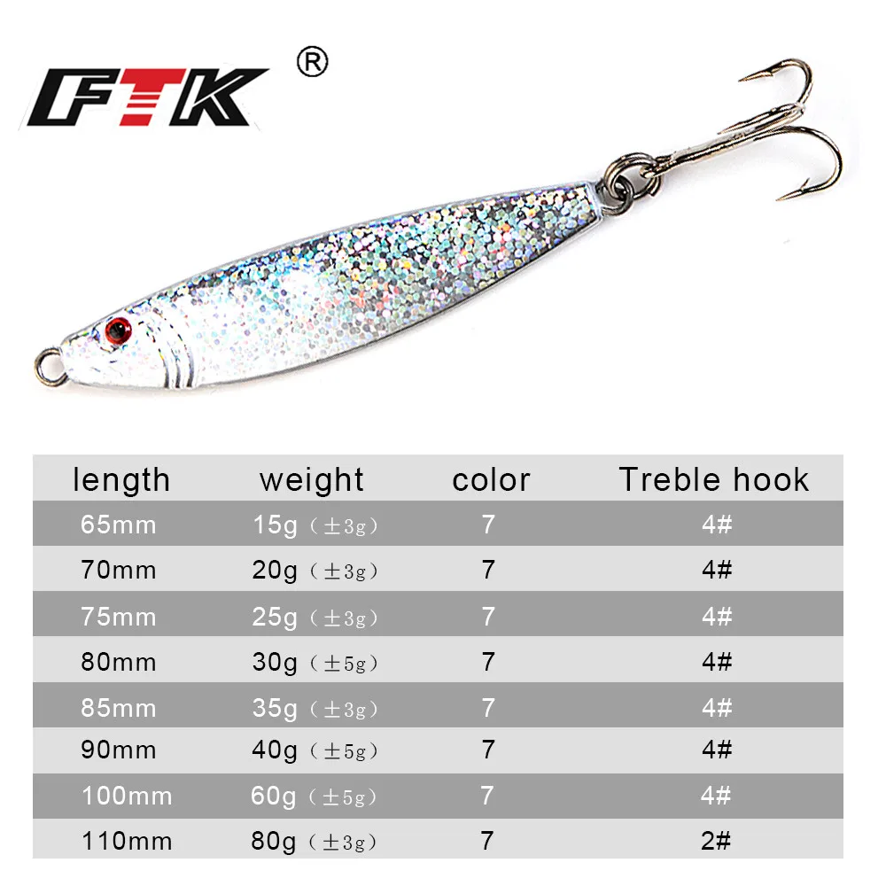 Jig Metálico FTK Luminoso – Sardina con Ojos 3D para Jigging - imagen 3
