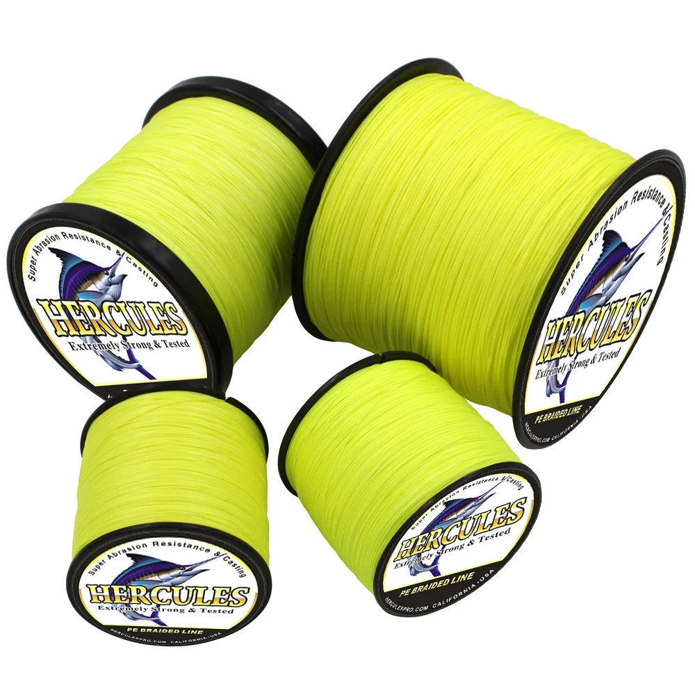 Hilo de pescar trenzado Hércules, 8 hebras, amarillo fluorescente, 100M, 300M, 500M, 1000M, 1500M, 2000M, linha multifilamento para pesca - imagen 4