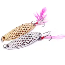 Spinner de Plata y Oro con Pluma – Señuelo Giratorio para Pesca
