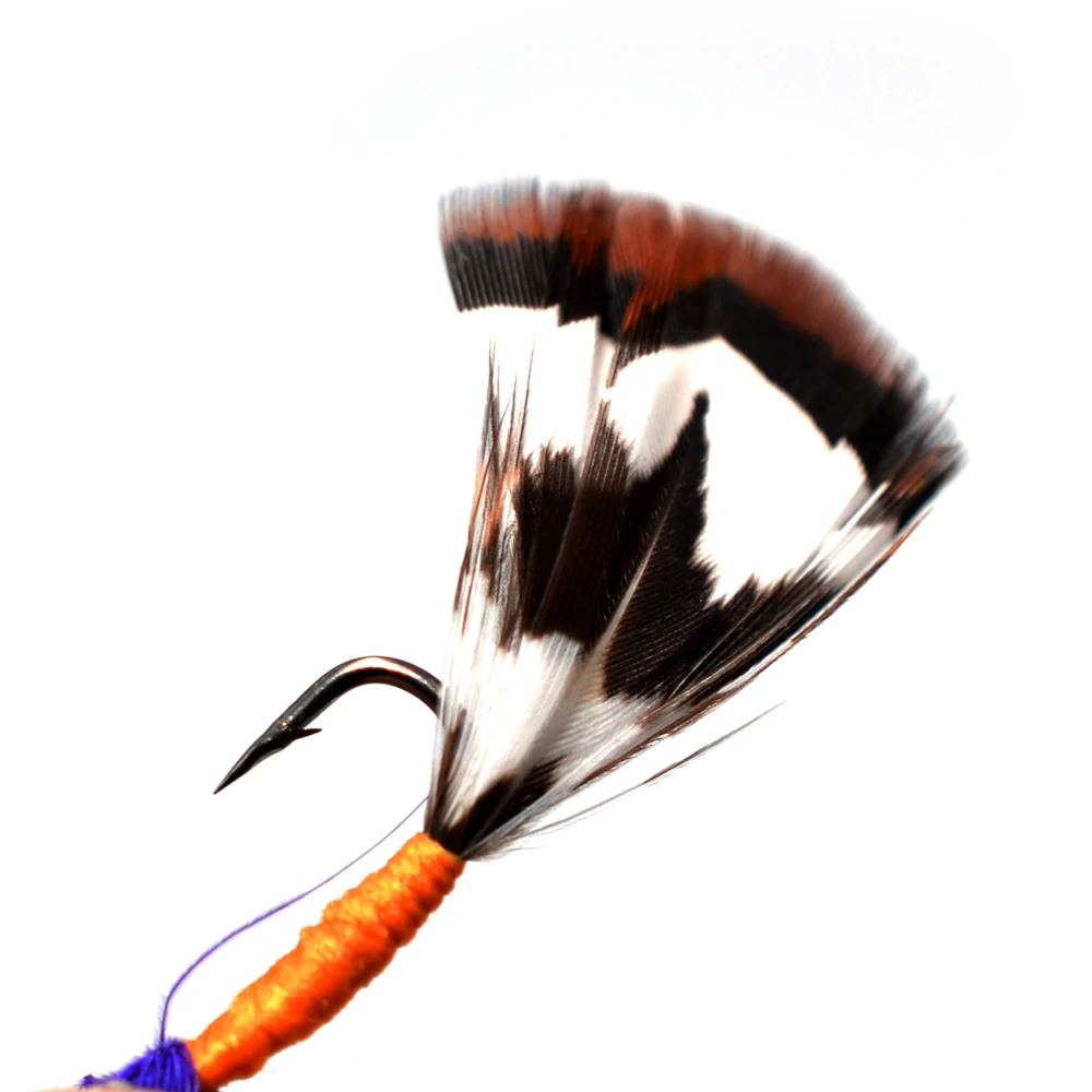 MNFT 10 piezas 8 #   Gancho seco de lubina de barba púrpura, señuelo de pesca con mosca de ninfa, cola de plumas, atado de ninfa, señuelos de cebo de pesca con mosca - imagen 3