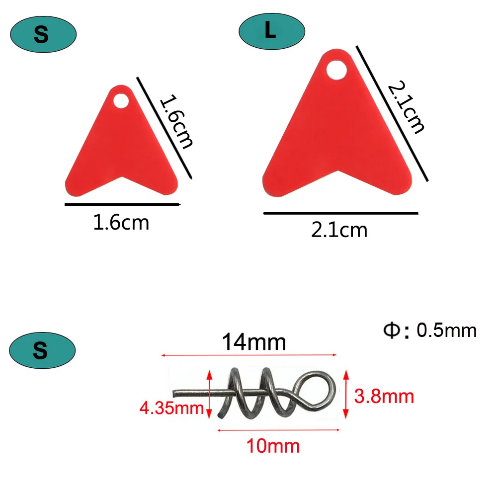 Accesorios para Señuelos de Pesca, pasador de centrado de gancho de pesca, bloqueo de manivela giratoria de resorte y lentejuelas de corazón rojo, 60 unids/bolsa - imagen 2