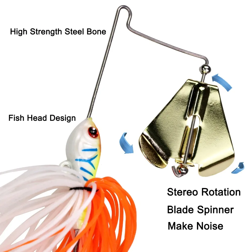 1 Uds 12,8g Buzzbait cebo de alambre de pesca Spinner cuchara Wobbler Metal Spinnerbait Topwater Chatter cebo faldas señuelo para Lucio - imagen 3