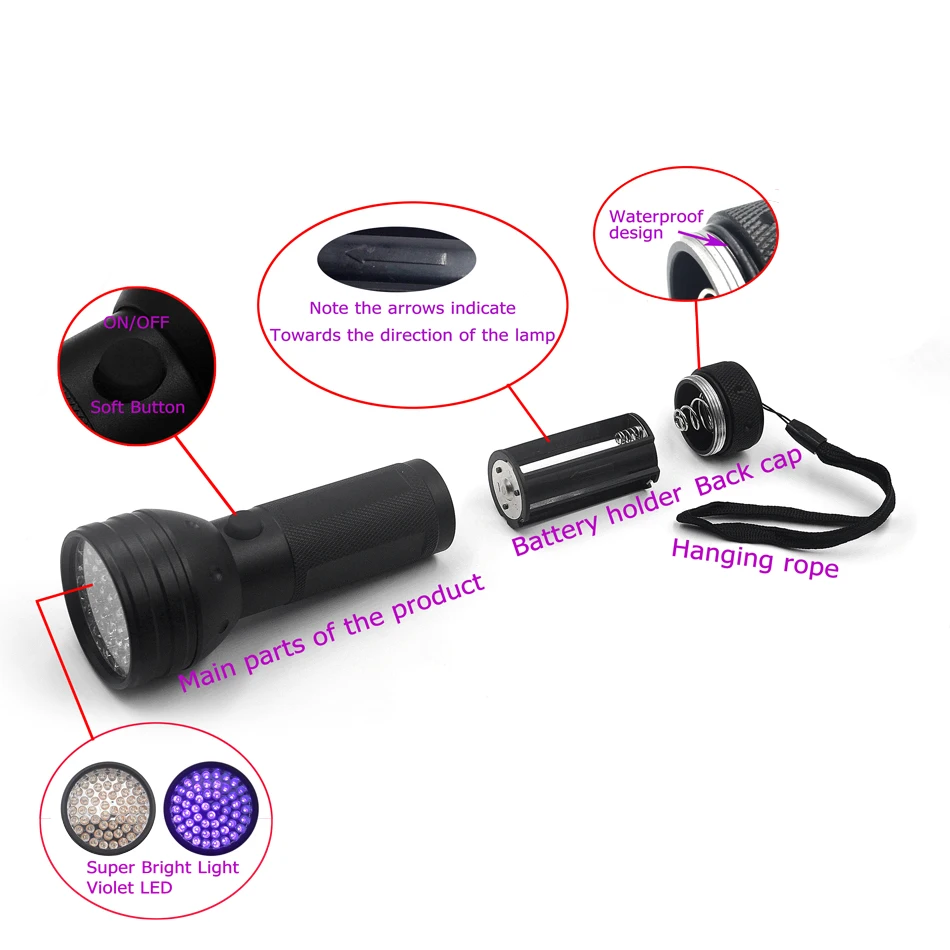 MNFT 1 Uds 51 LED linterna led ultravioleta marcador de tinta Invisible ultravioleta DIY cabeza de ninfa LOCA pegamento curado - imagen 3